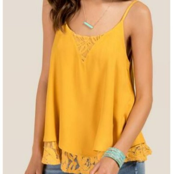 Miranda Double Layered Lace Tank Top - Picture 1 of 13